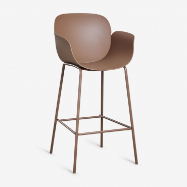 Lynette High Stool In Polypropylene And Iron Brown Caramel & ↑75 Cm - Sklum