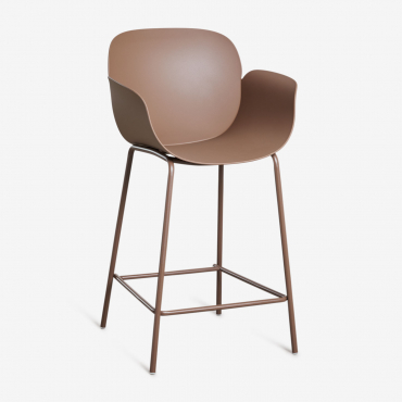 Pack Of 4 High Stools In Polypropylene And Steel Lynette Brown Caramel & ↑65 Cm - Sklum