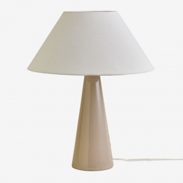 Jevora 60cm Ceramic And Linen Table Lamp Beige Cream - Sklum