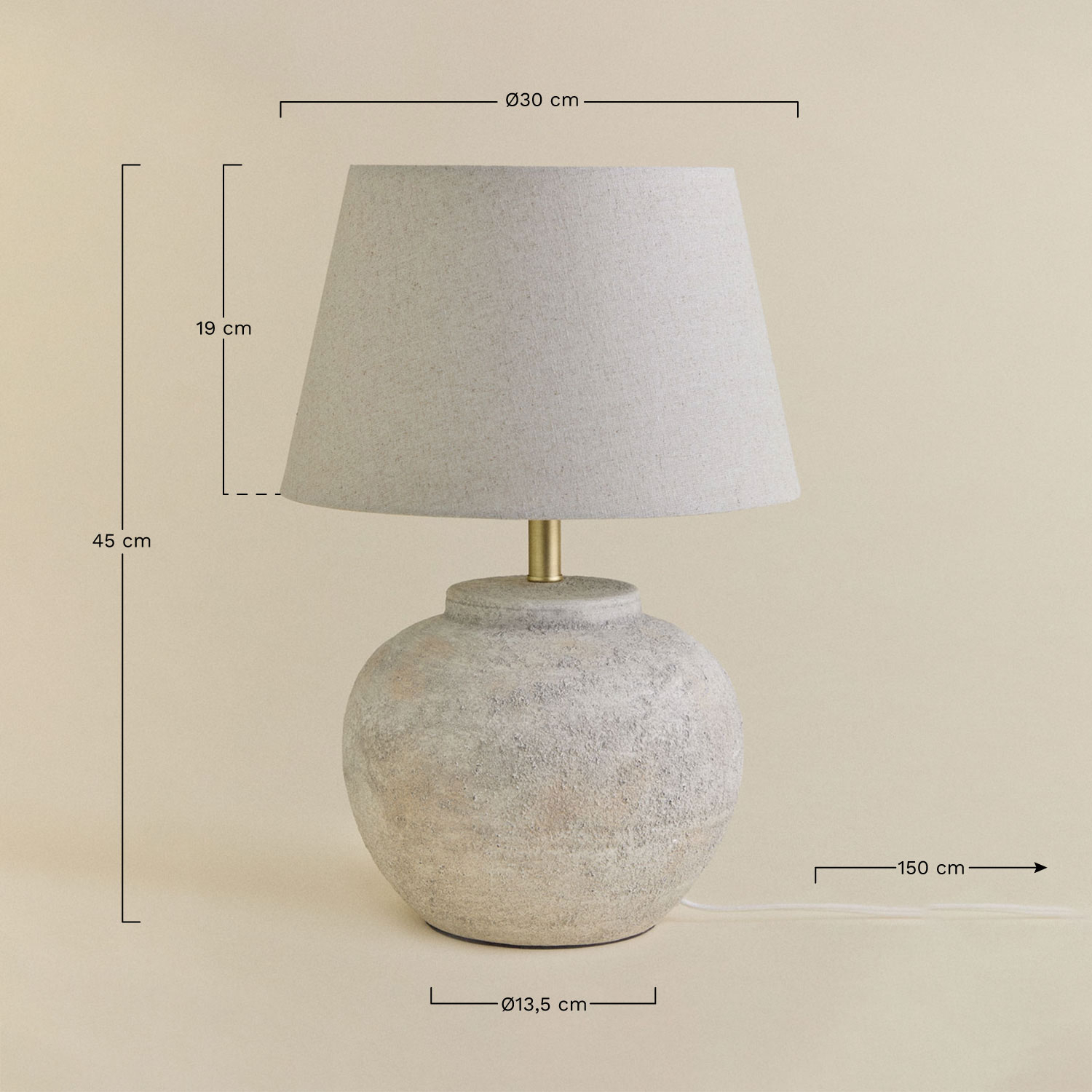 Kenaris ceramic and linen table lamp, medidas