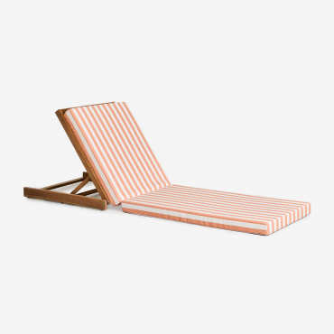 Idaira Reclining Lounger In Acacia Wood White - Orange Peach & Dark Acacia Brown - Sklum