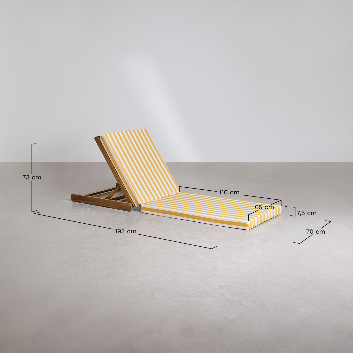 Idaira reclining acacia wood sun lounger, medidas