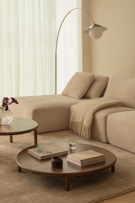 Olivia round acacia wood coffee table - Dark Acacia Brown