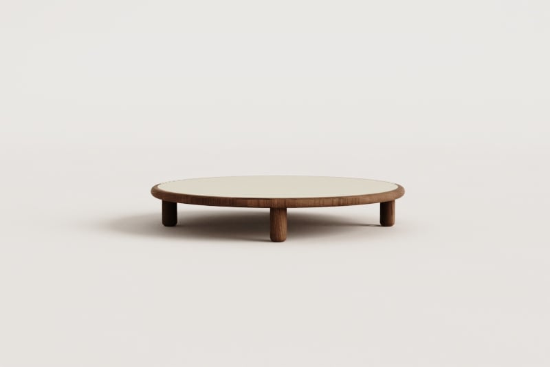 Round acacia wood garden coffee table Olivia