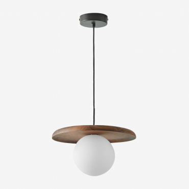 Freidy Acacia Wood Hanging Ceiling Lamp Matte Black - Sklum