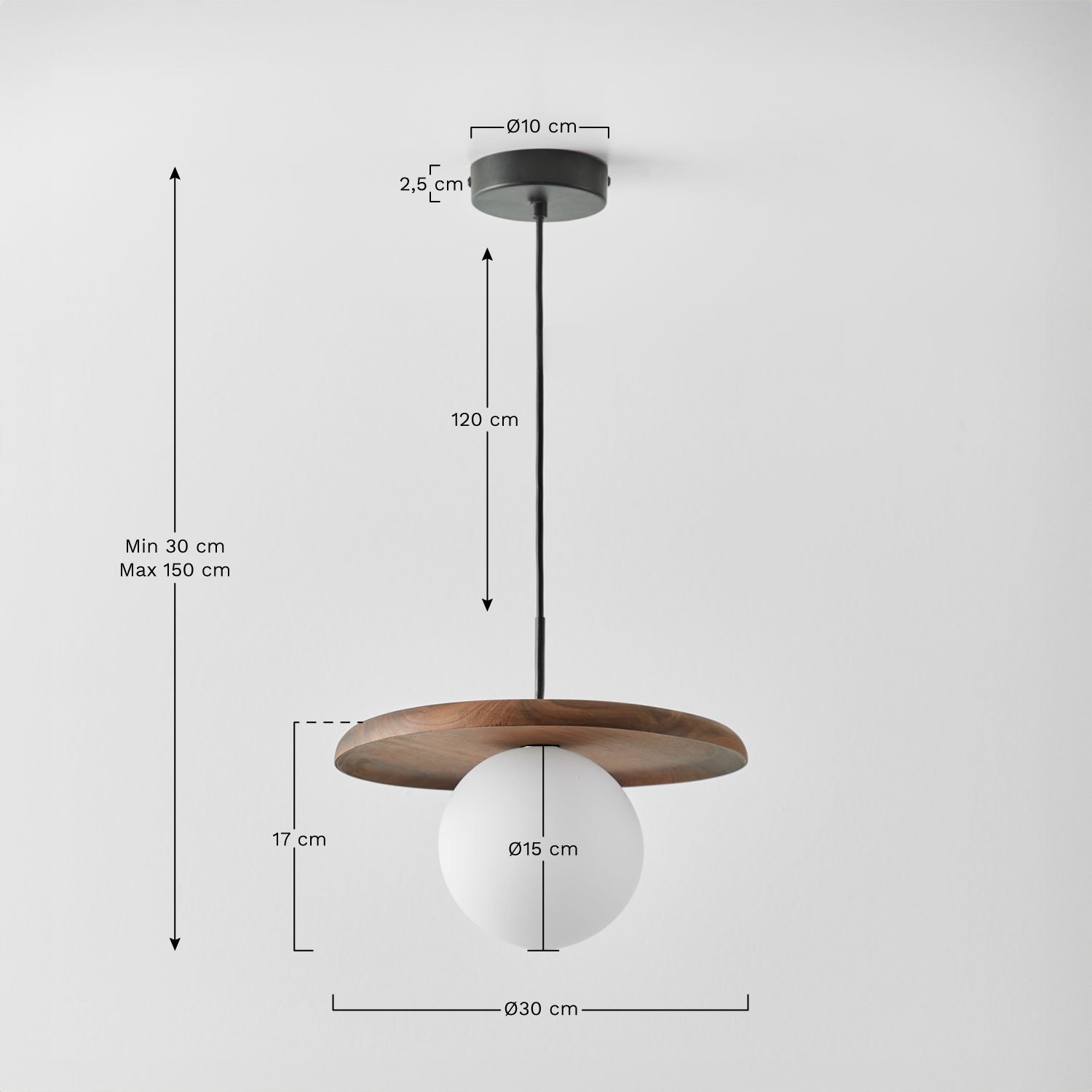 Freidy Acacia Wood Ceiling Lamp, medidas