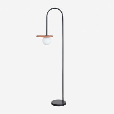 Freidy Acacia Wood Floor Lamp Matte Black - Sklum