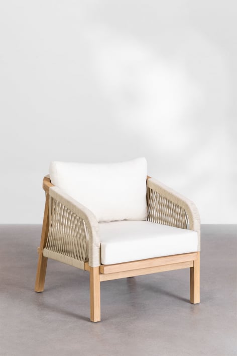 Pack of 2 acacia wood armchairs Dubai - Gardenia White
