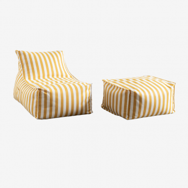 Garden Set With Armchair And Pouf In Sandel Fabric Yellow Curry - Sklum