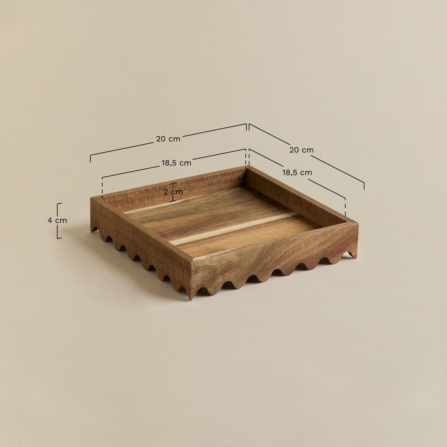 Decorative tray in acacia wood Gaupen, medidas