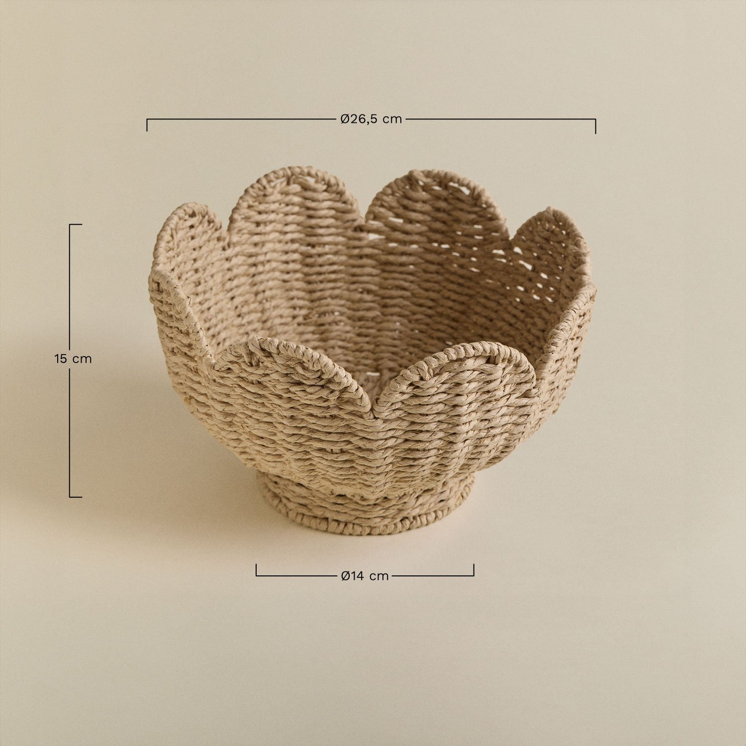 Decorative bowl in braided rope and metal Toransky, medidas