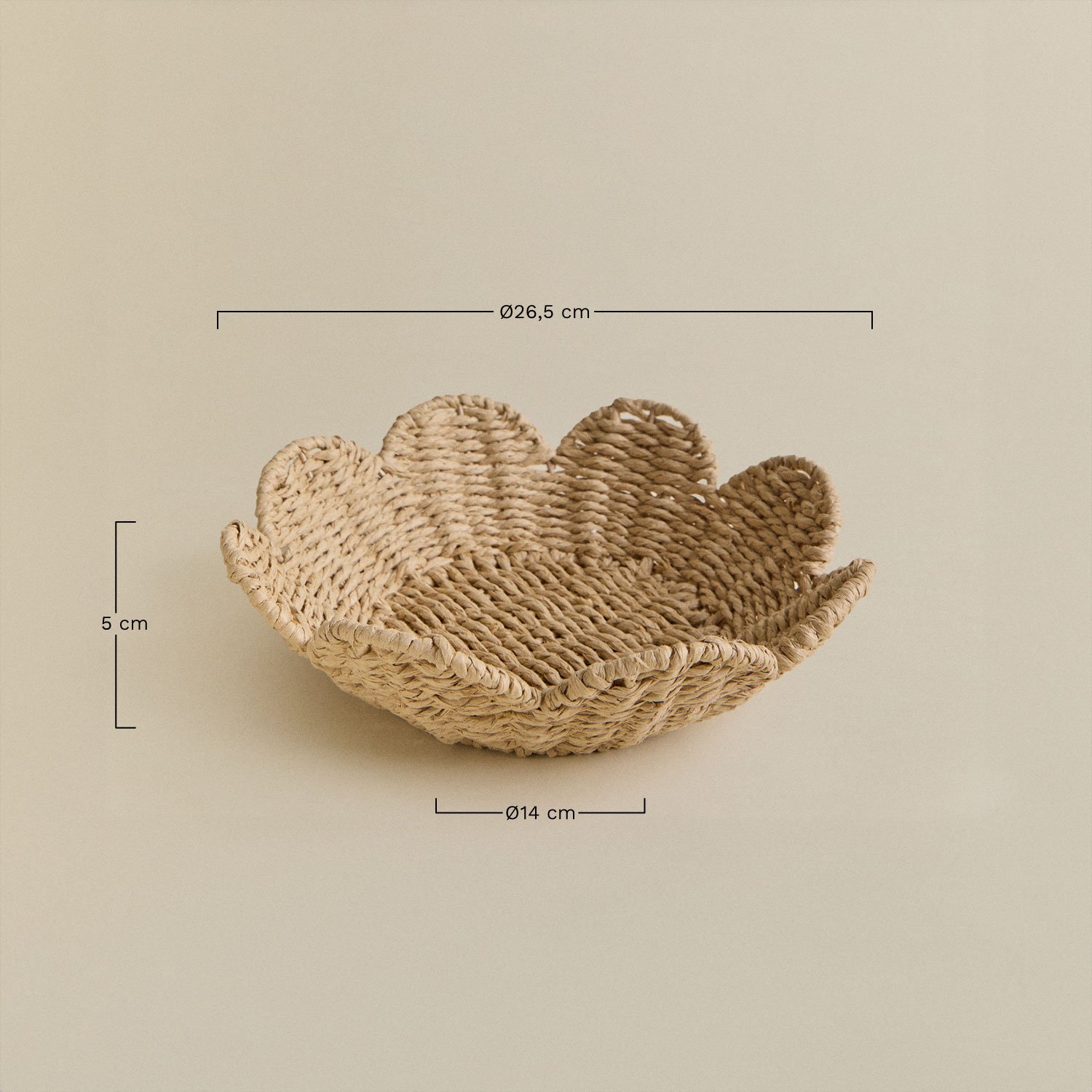 Decorative bowl in braided rope and metal Toransky, medidas