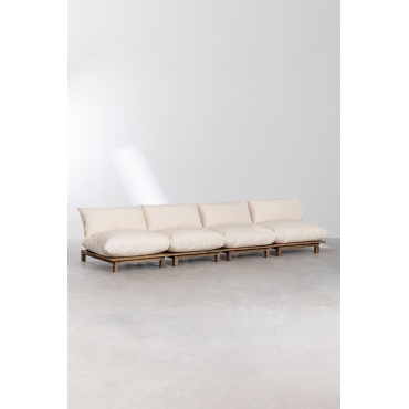 4-piece Reclining Modular Sofa In Acacia Wood Brina Beige Cream - Sklum