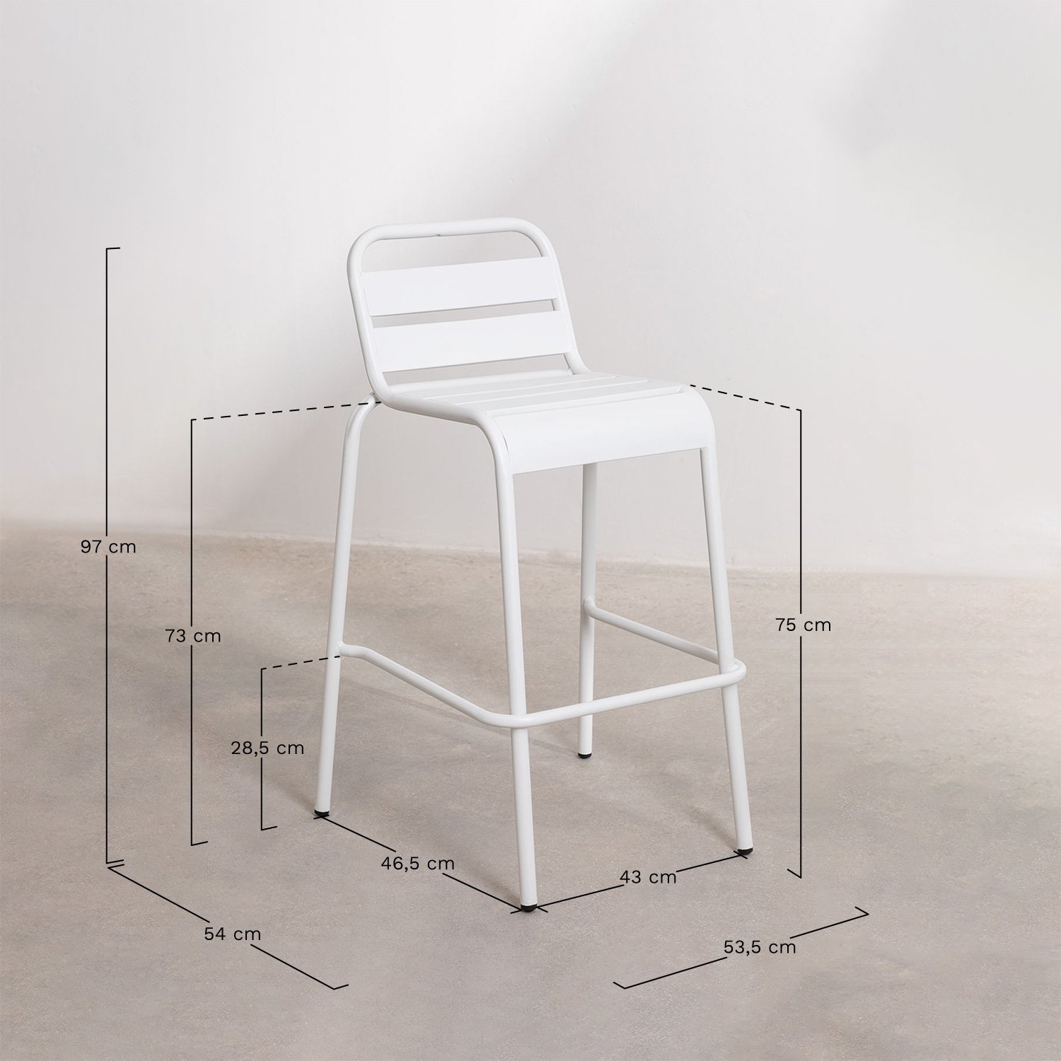 Janti 75cm Stackable Outdoor High Stool, medidas