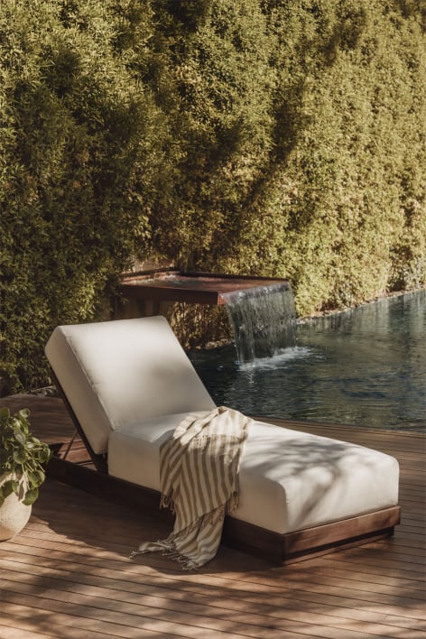 Lecia acacia wood reclining sun lounger