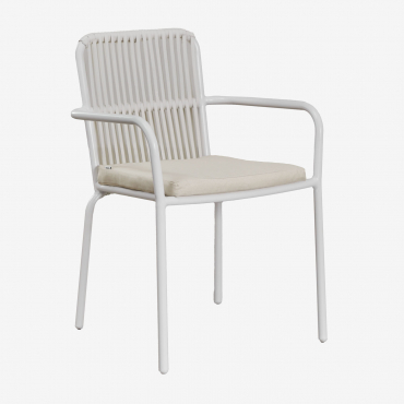 Stackable Garden Chair With Armrests In Aluminium Alberta Gardenia White - Sklum