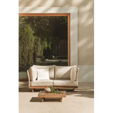 Garden Set With 2-piece Modular Sofa With 2 Corner Armchairs And Coffee Table In Acacia Wood Dailin Acacia Brown - Sklum