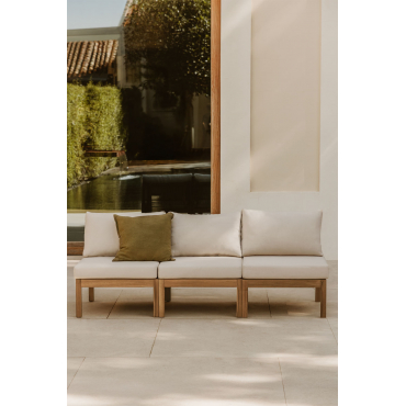 3-piece Branson Acacia Wood Modular Garden Sofa White Gardenia - Brown Acacia - Sklum