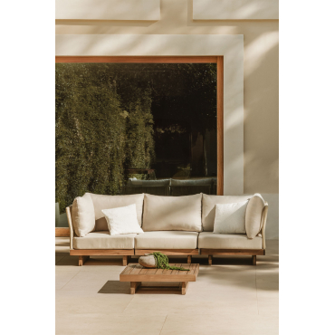 3-piece Modular Garden Sofa Set With 2 Corner Chairs And Acacia Wood Coffee Table Dailin Acacia Brown - Sklum