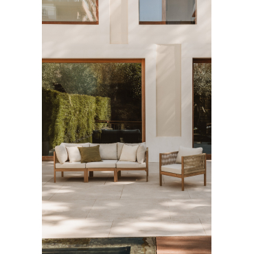 Branson 3-piece Modular Sofa Set With Armrests And Armchair In Acacia Wood Acacia Brown - Sklum