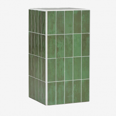 Square Side Table 30x30 Cm In Cement And Bongani Tiles Cactus Green - Sklum