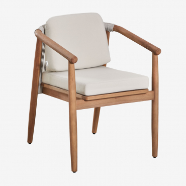 Aderyn Dining Chair With Armrests In Eucalyptus Wood Eucalyptus Brown - Sklum