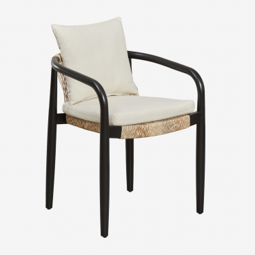 Giulia Acacia Dining Chair With Armrests Plain Black - Sklum
