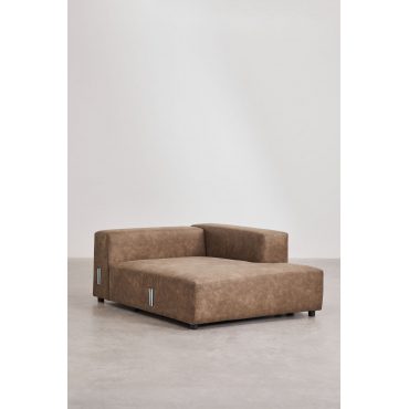 Right Chaise Longue Module For Bruna Modular Sofa Suede Brown Coffee - Sklum