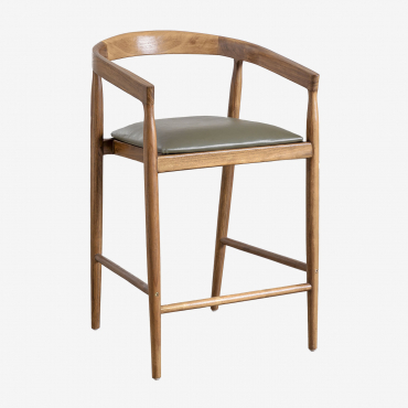 Visby Leather High Stool (70 Cm) Army Green - Sklum