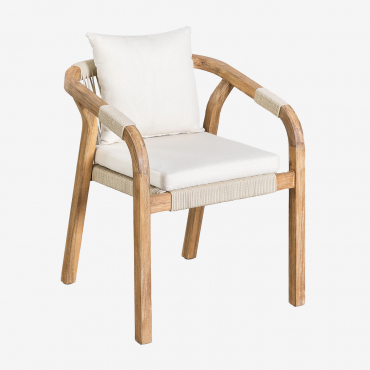 Acacia Wood Dining Chair With Armrests Dubai Gardenia White & Rustic Acacia Brown - Sklum
