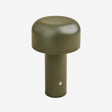 Loentia Wireless Led Outdoor Table Lamp In Iron Deep Olive Green - Sklum