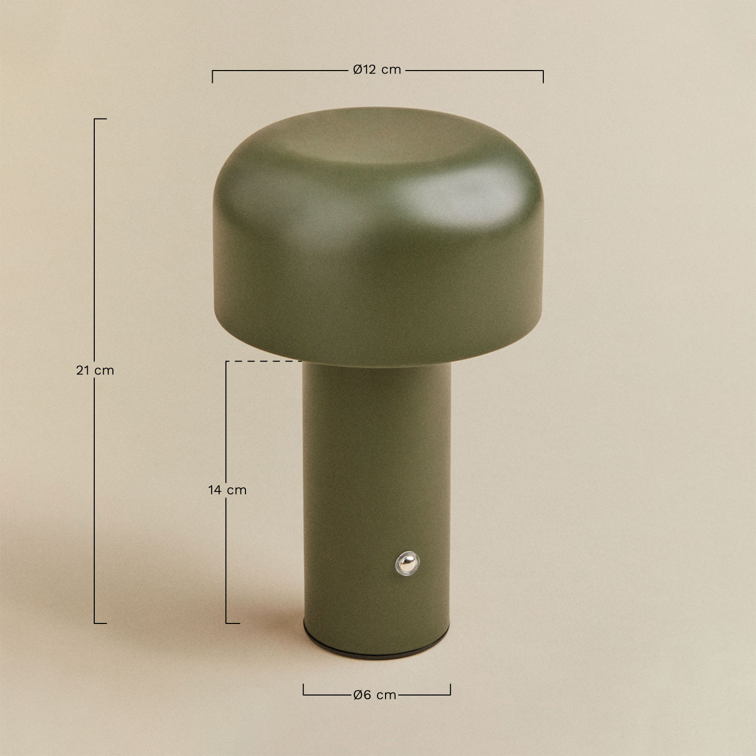 Loentia wireless LED outdoor table lamp in iron, medidas