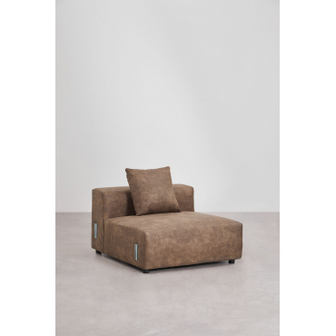 Central Module 105x113 Cm With Cushion For Bruna Modular Sofa Suede Brown Coffee - Sklum