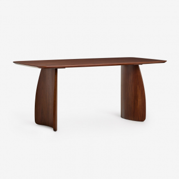 Rectangular Dining Table 180x90 Cm In Mdf With Walnut Veneer Luanda Brown Chestnut - Sklum