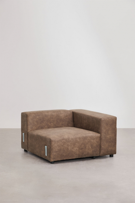 Right corner module 115x113 cm with high armrest for Bruna modular sofa - Suede Brown Coffee