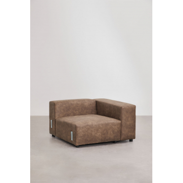 Right Corner Module (115x113 Cm) With High Armrest For Bruna Modular Sofa Suede Brown Coffee - Sklum
