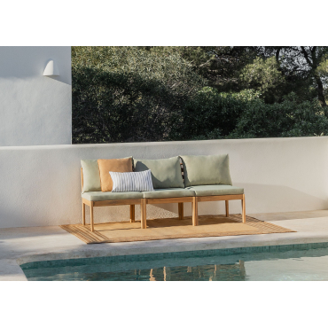 3-piece Modular Garden Sofa In Acacia Wood Philips Green Khaki - Sklum