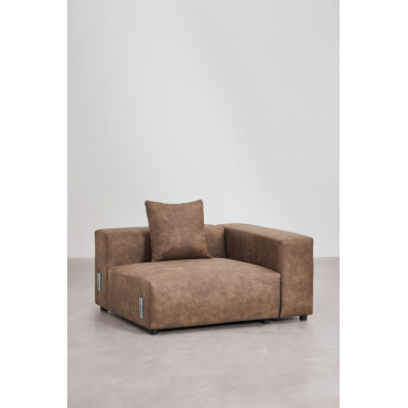 Right Corner Module (135x113 Cm) With High Armrest And Cushion For Bruna Modular Sofa Suede Brown Coffee - Sklum