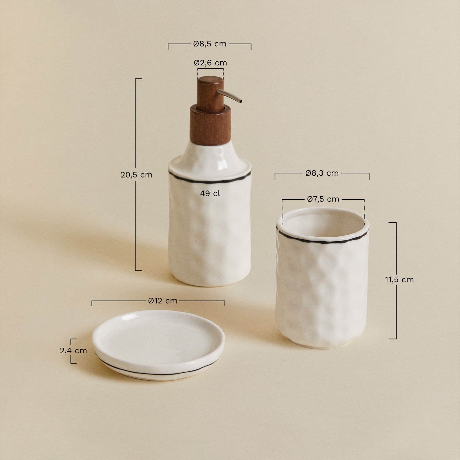 Arauzo Stoneware Bathroom Set, medidas