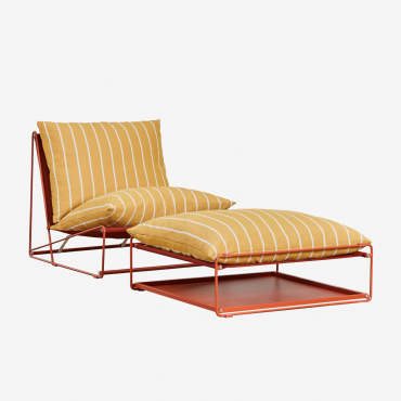 Amaro Convertible Garden Set With Armchair And Pouf Honey Yellow - Red Clay - Sklum