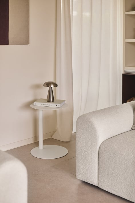 Yannik round side table Ø40 cm in stainless steel - Gardenia White