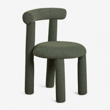 Gia Bouclé Fabric Dining Chair Army Green Bouclé - Sklum