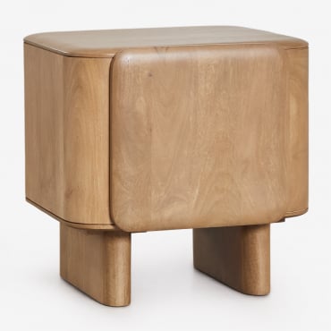 Pack Of 2 Rectangular Nightstands 50x45 Cm In Miller Mango Wood Mango Wood - Sklum