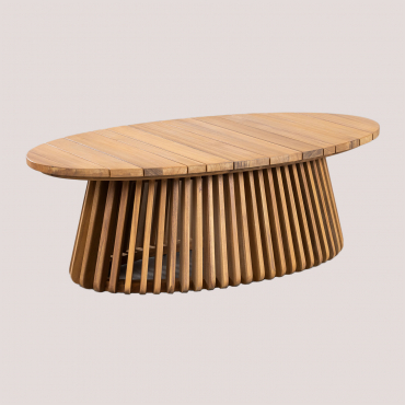 Oval Garden Coffee Table 120x65 Cm In Mura Acacia Wood Acacia Brown - Sklum