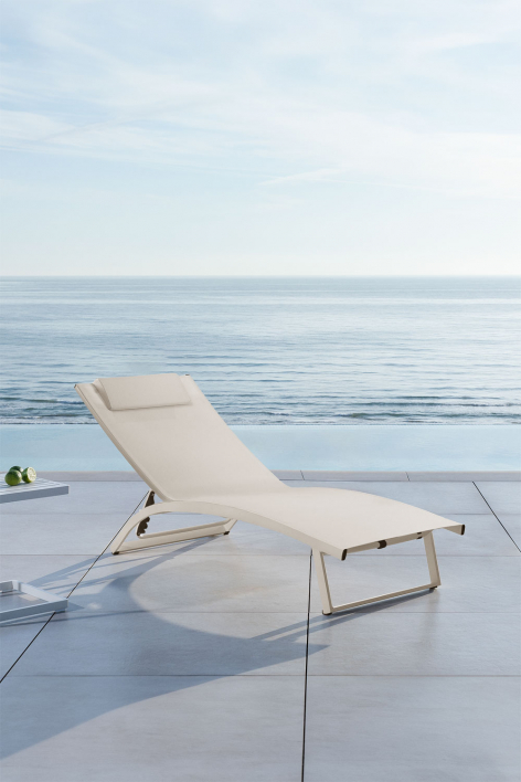 Reclining aluminum sun lounger with Dulem cushion - Tapioca Beige