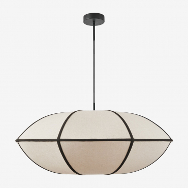 Patraix Linen Hanging Ceiling Lamp Black & Black Ø70 Cm - ↑25 Cm Patraix - Sklum