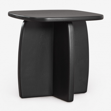 Pack Of 2 Square 45x45 Cm Bedside Tables In Agathe Mango Wood Plain Black - Sklum