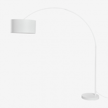 Vonera Outdoor Floor Lamp In Linen And Iron Gardenia White - Sklum