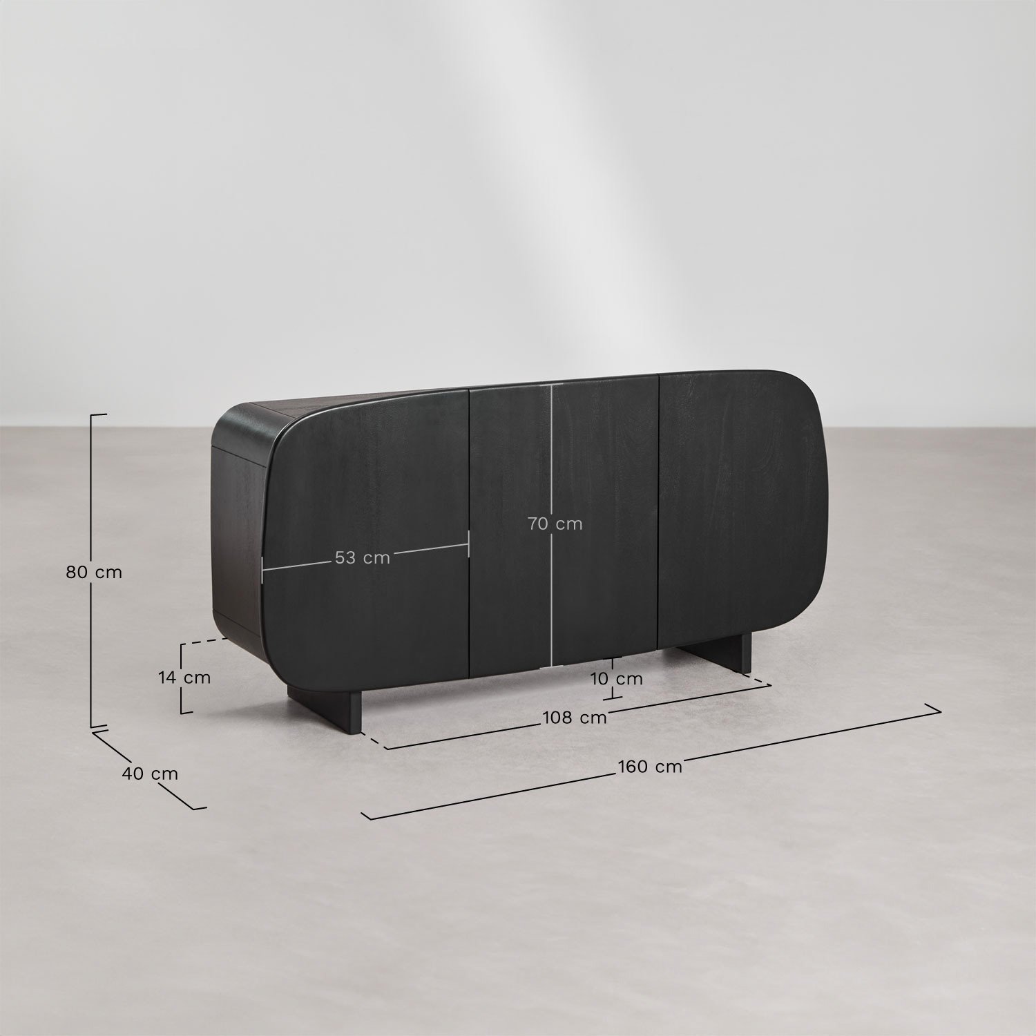 Agathe mango wood sideboard 160x40 cm, medidas