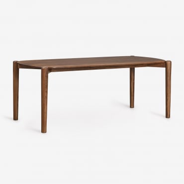 Rectangular Dining Table 200x90 Cm In Mango Wood Gina Dark Handle Wood - Sklum